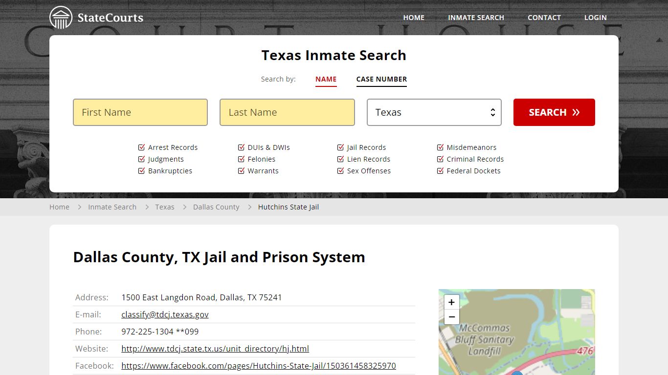 Hutchins State Jail Inmate Records Search, Texas - StateCourts