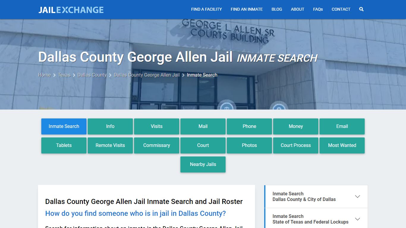 Dallas County George Allen Jail Inmate Search - Jail Exchange